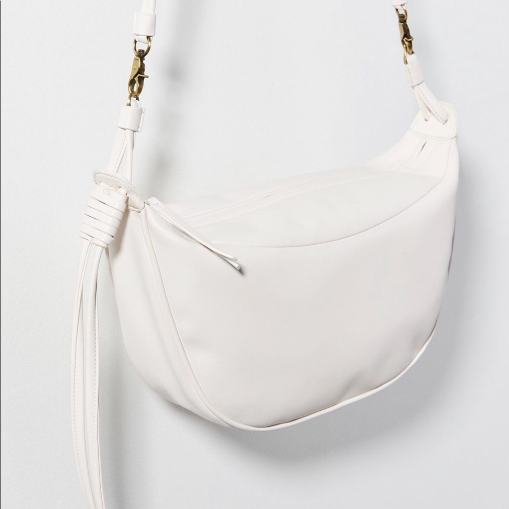 Anthropologie White Crossbody hobo bag purse